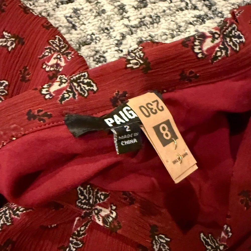 PAIGE Burgundy Floral skirt 2 - Picture 1 of 2